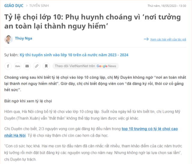 Phụ huynh bất ngờ với tỷ lệ chọi vì dự đoán sai